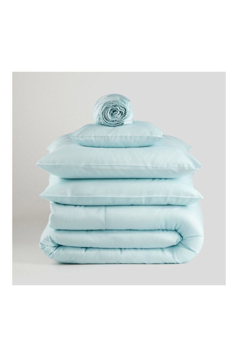 Drap-housse Satinette Turquoise clair - 160x200x25cm