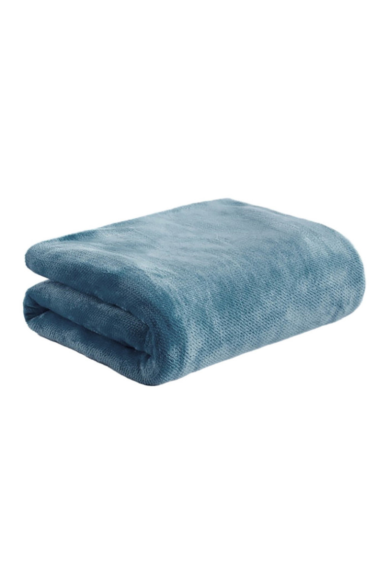 Plaid en polaire Abila Jacquard Solid Bleu - 150x200cm