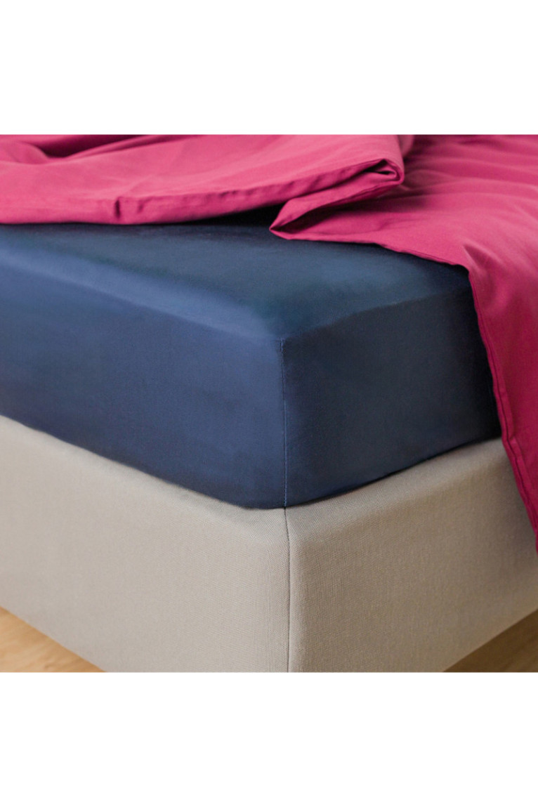Drap-housse Satinette Bleu foncé - 160x200x25cm