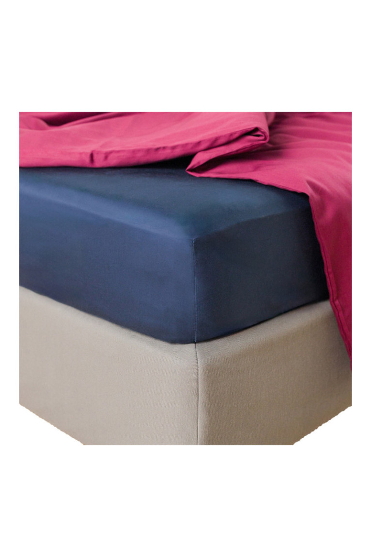 Drap-housse Satinette Bleu foncé - 160x200x25cm