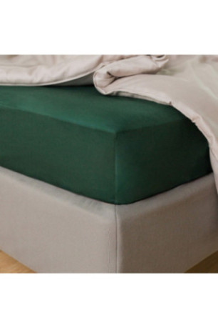 Drap-housse Satinette Vert foncé - 160x200x25cm