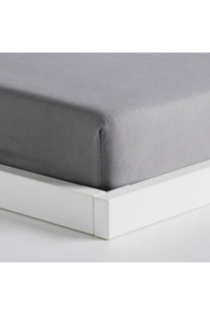 Drap-housse Satinette Gris - 200x220x25cm