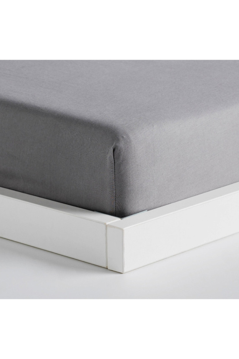 Drap-housse Satinette Gris - 200x220x25cm
