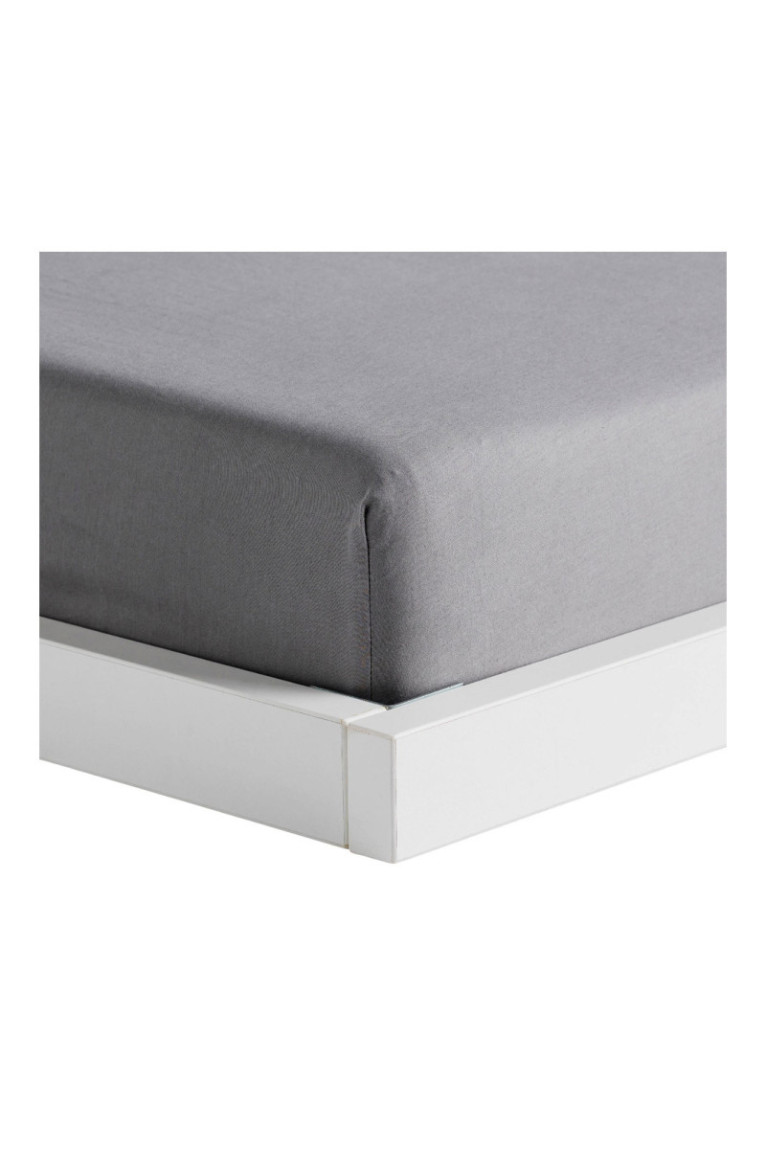 Drap-housse Satinette Gris - 200x220x25cm