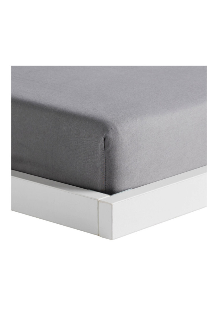 Drap-housse Satinette Gris - 200x220x25cm