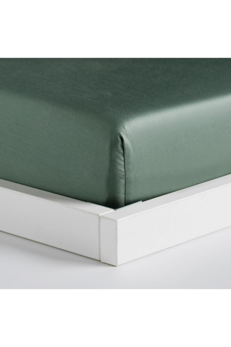 Drap-housse Satinette Vert clair - 180x200x25cm