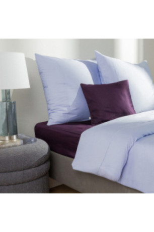 Parure de lit Satinette Solid Bleu clair - 200x220cm
