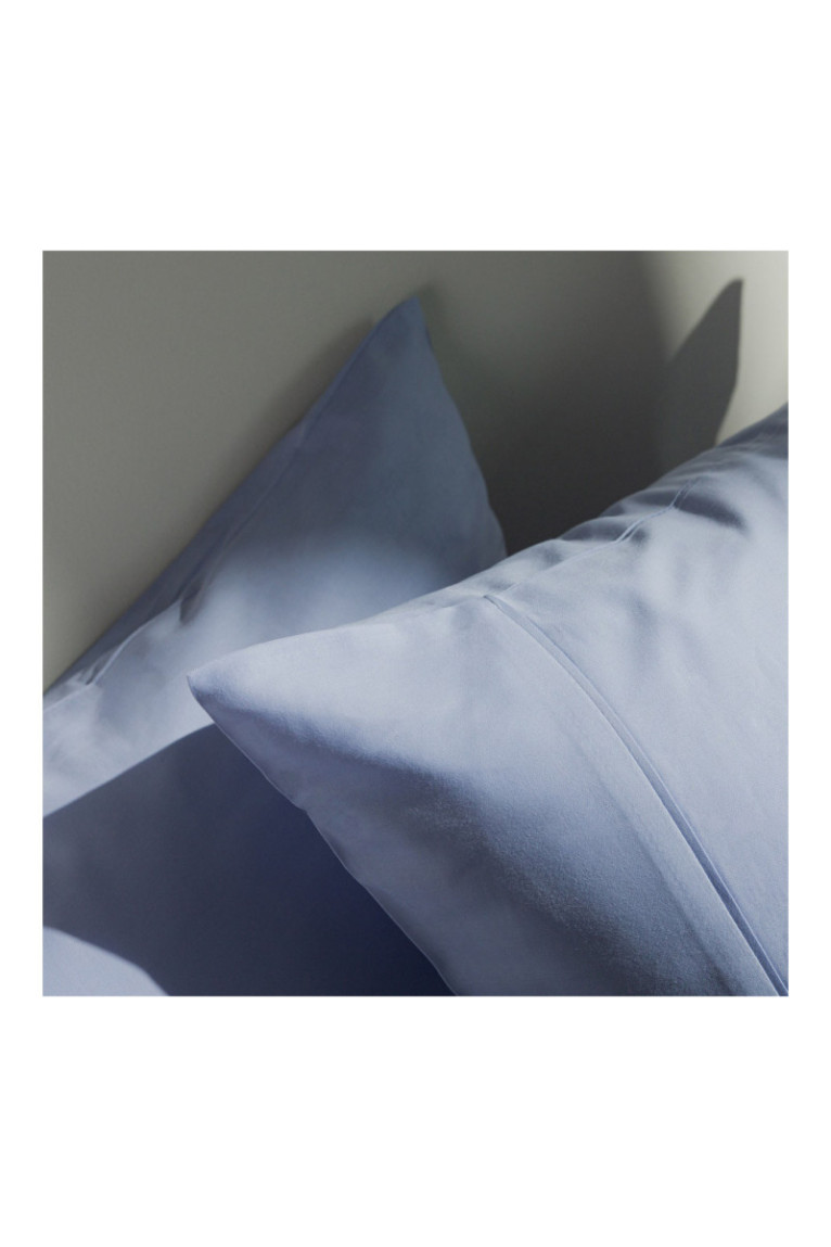 Parure de lit Satinette Solid Bleu clair - 200x220cm