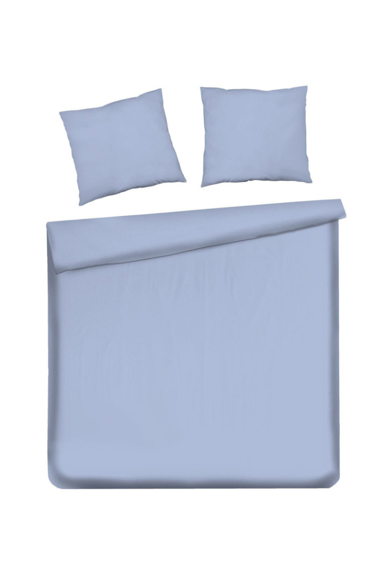 Parure de lit Satinette Solid Bleu clair - 200x220cm