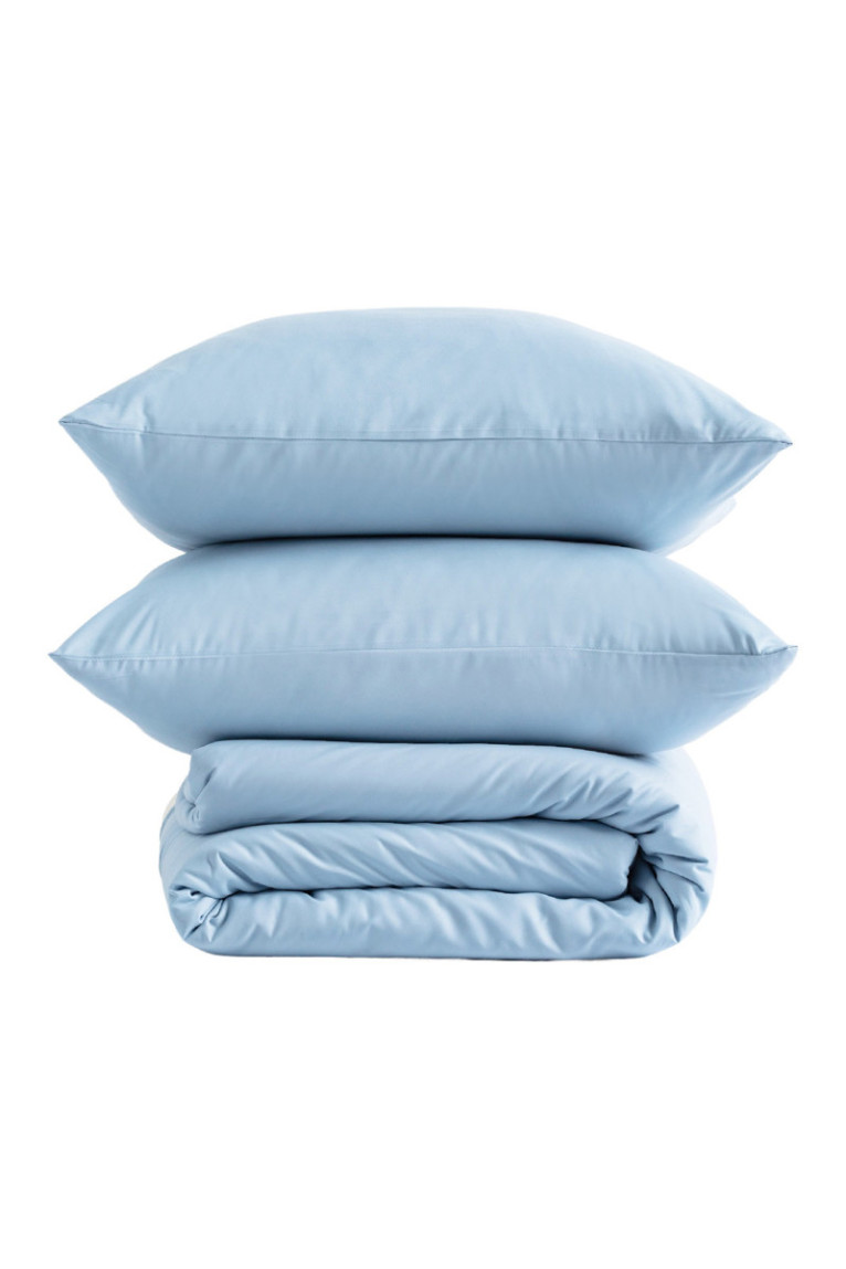 Parure de lit Micros Solid Bleu clair - 160x200cm
