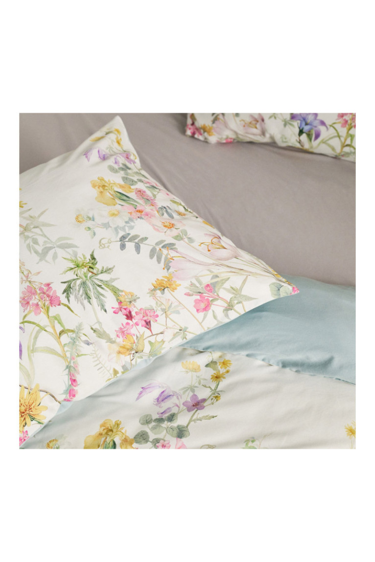 Linge de lit Gardenblum Blanc - 200x220cm