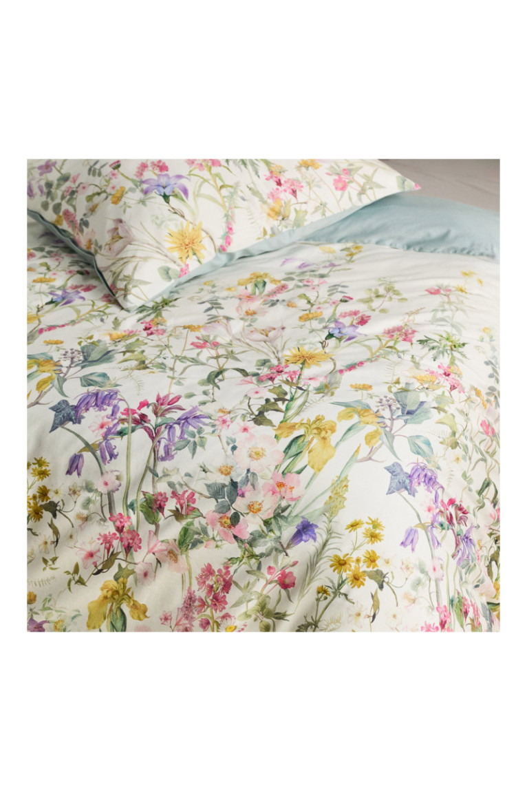 Linge de lit Gardenblum Blanc - 200x220cm