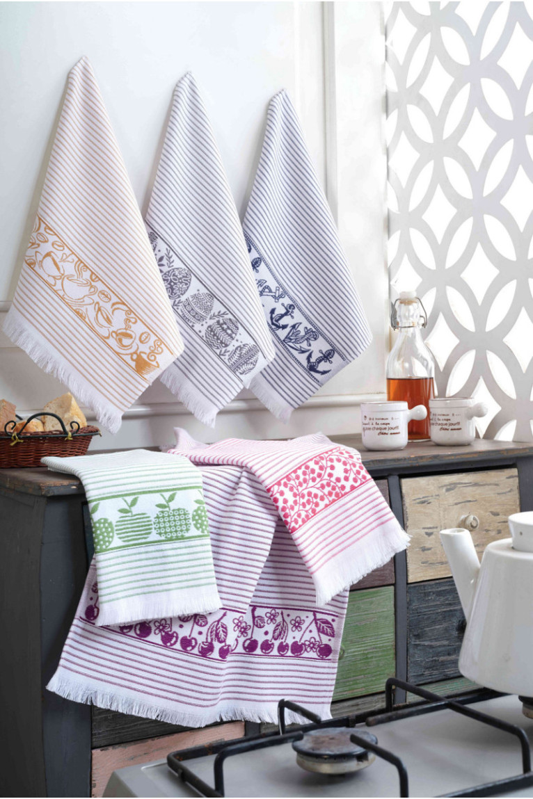 Ensemble de serviettes de toilette (6 pièces) - Blanc Bleu foncé Gris Rose Violet Vert Jaune