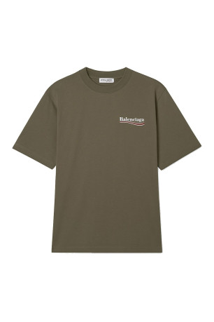 T-shirt Logo Brodé Kaki Balenciaga