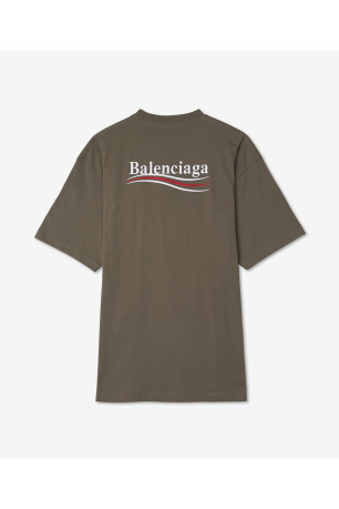 T-shirt Logo Brodé Kaki Balenciaga