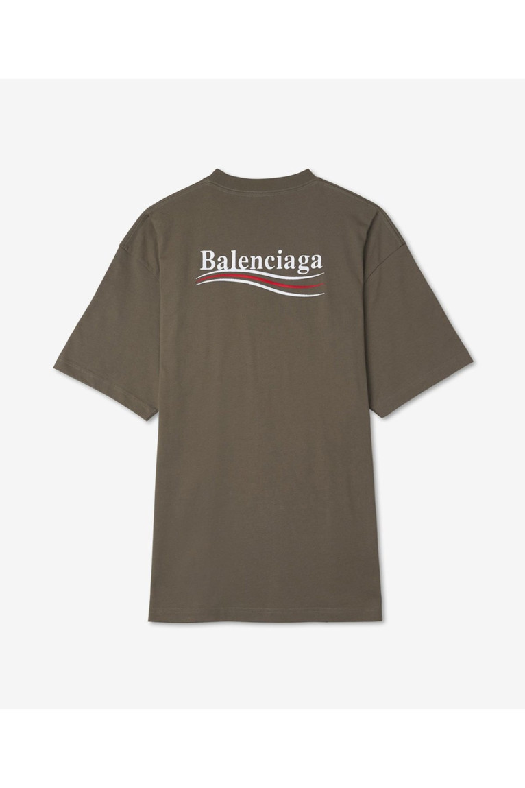 T-shirt Logo Brodé Kaki Balenciaga