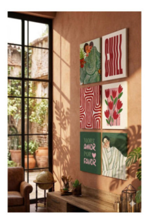 Peinture décorative sur toile (6 pièces) - Multicolore