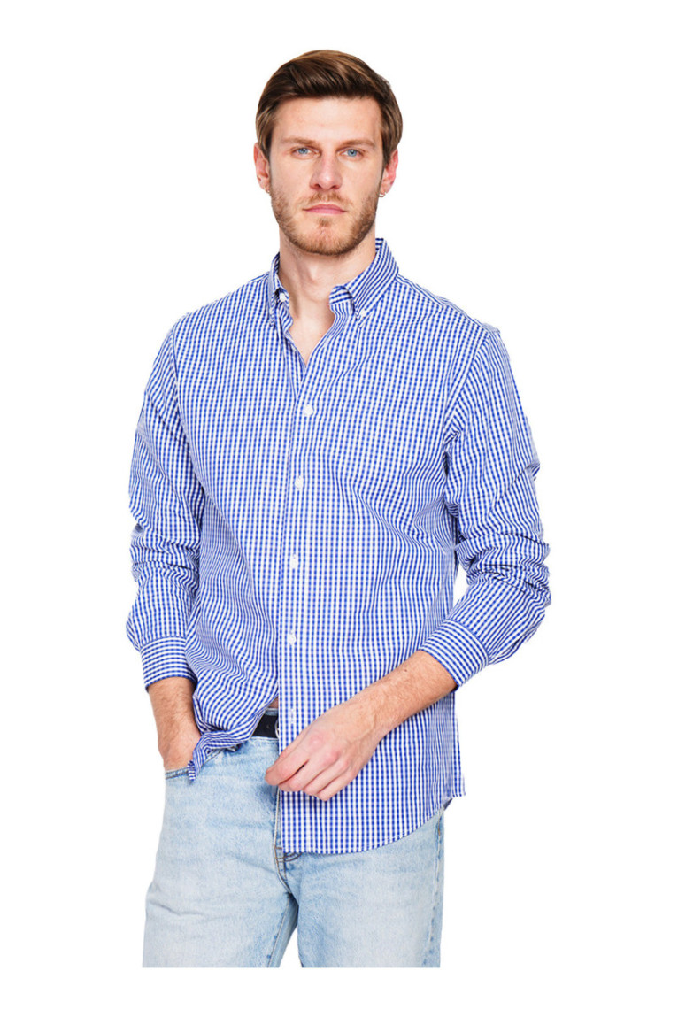 Chemise à carreaux Marine