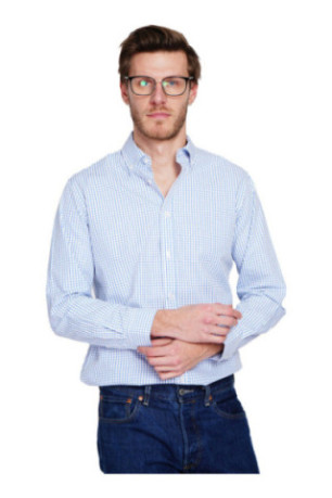 Chemise à carreaux blanc et bleu
