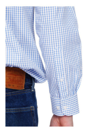 Chemise à carreaux blanc et bleu