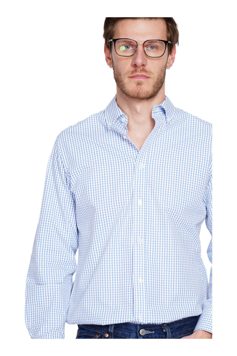 Chemise à carreaux blanc et bleu