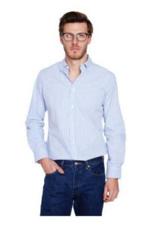Chemise à carreaux blanc et bleu