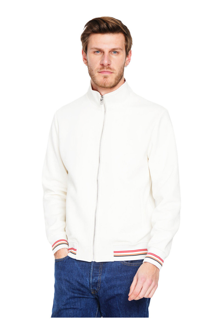Gilet col montant zippé blanc cassé