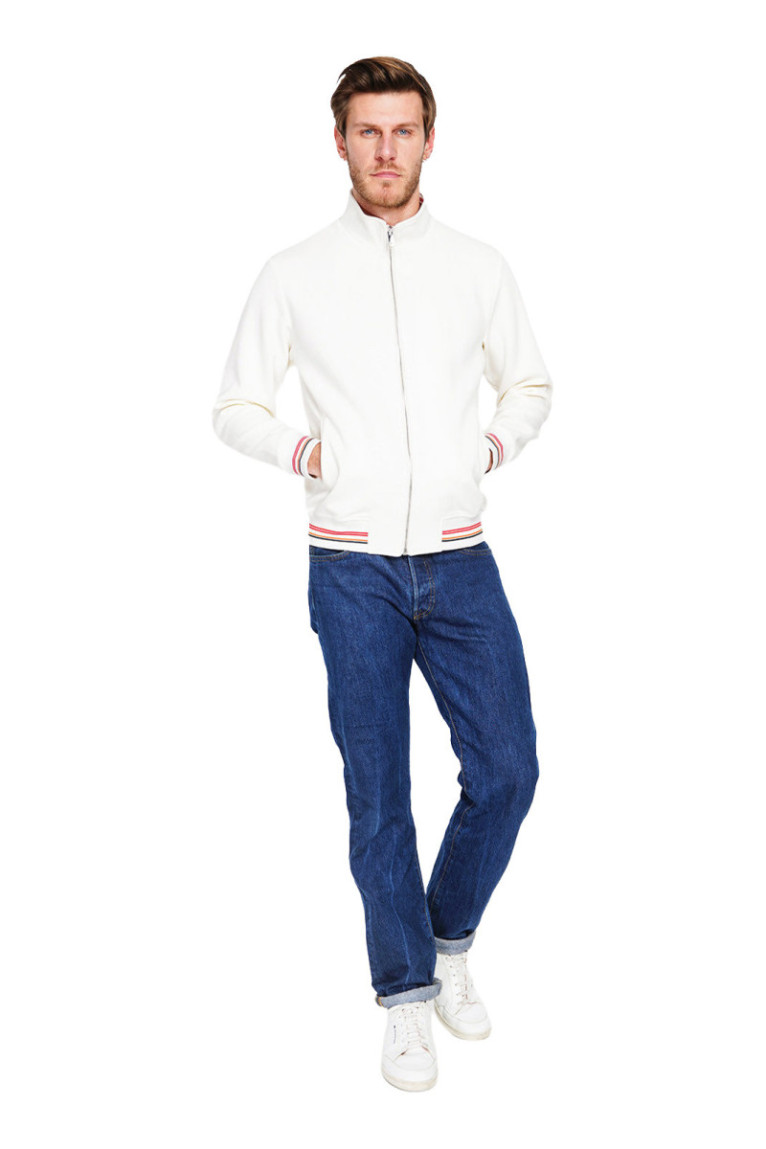 Gilet col montant zippé blanc cassé