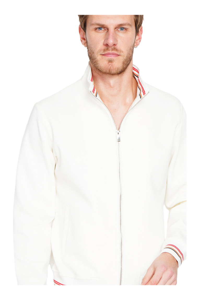 Gilet col montant zippé blanc cassé
