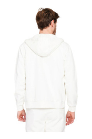 Gilet à capuche zippé blanc cassé