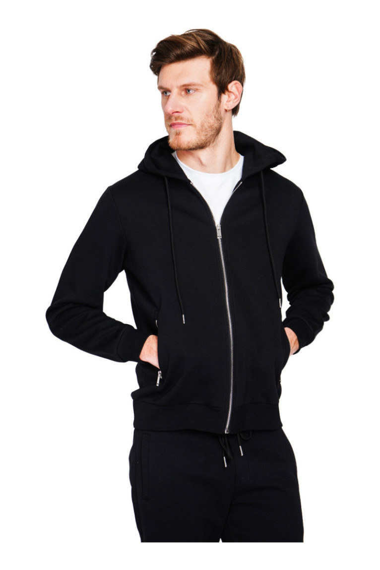 Veste à capuche manches longues noire