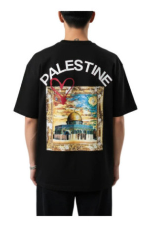 T-shirt MC logo PALESTINE - Noir