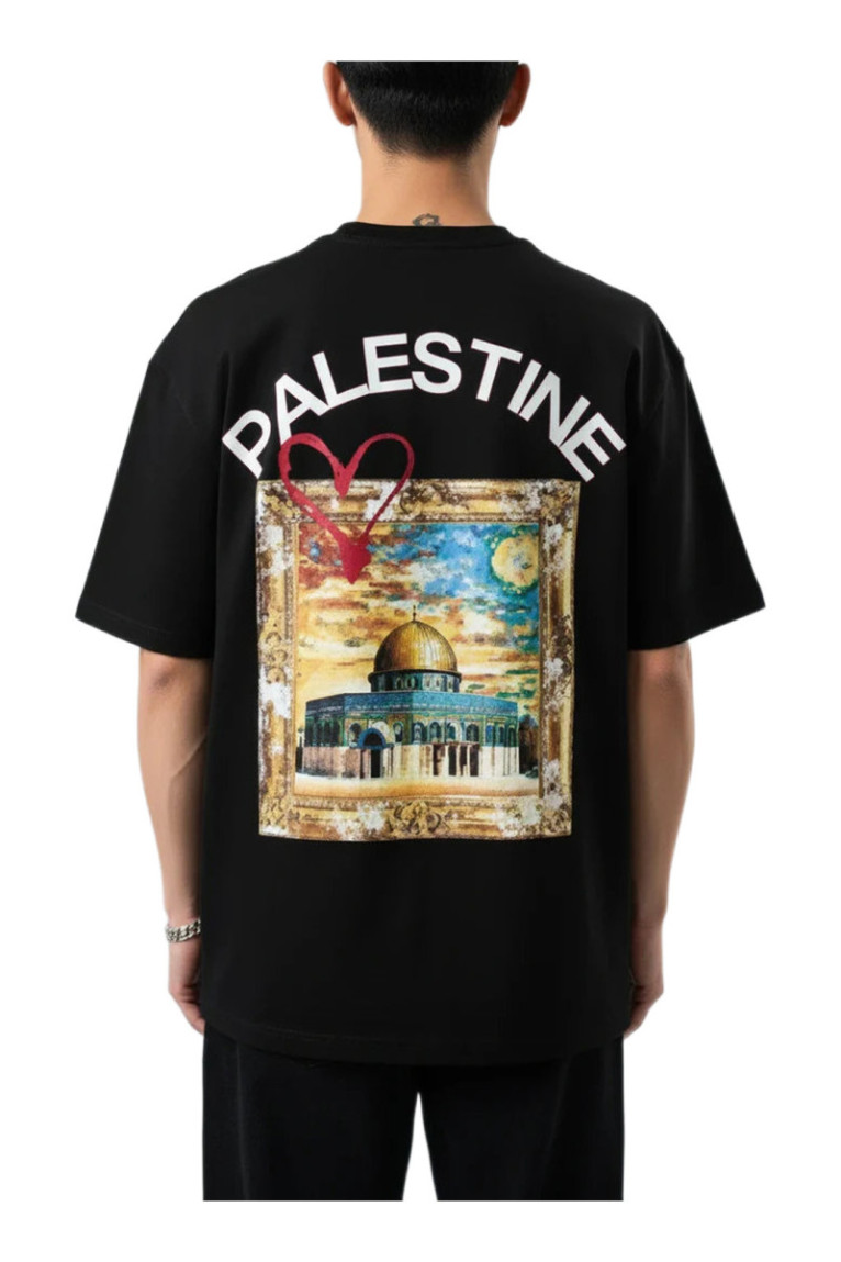 T-shirt MC logo PALESTINE - Noir