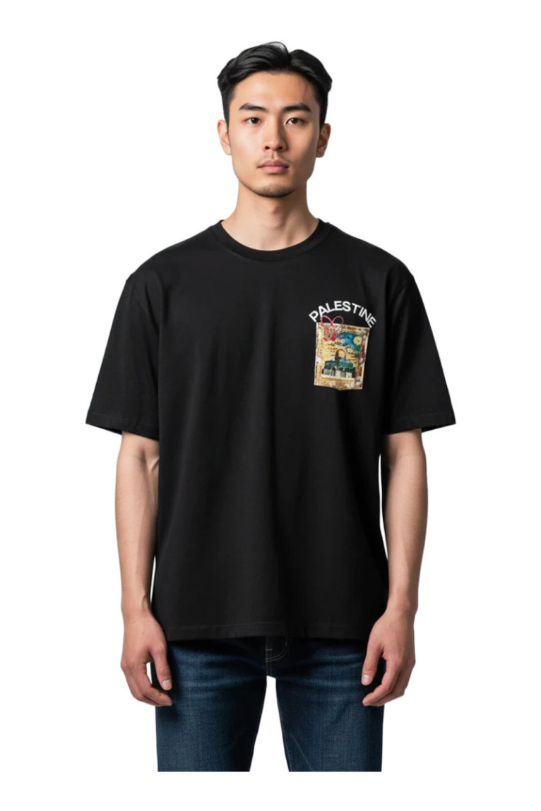 T-shirt MC logo PALESTINE - Noir