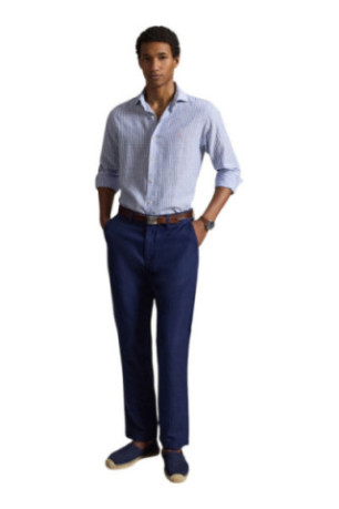 Chemise à rayures seersucker blanc et bleu