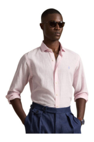 Chemise Blanc à rayures roses