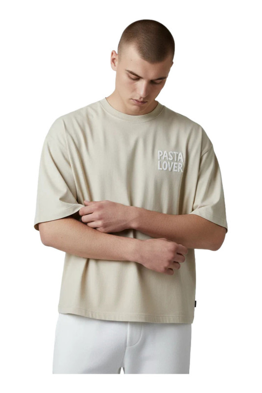 T-shirt Pasta Lover Club manches courtes beige