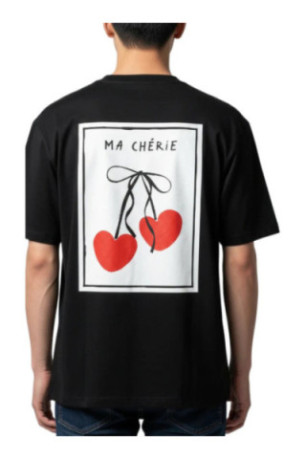 T-shirt Ma chérie manches courtes noir