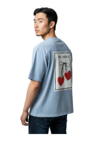 T-shirt Ma chérie manches courtes bleu