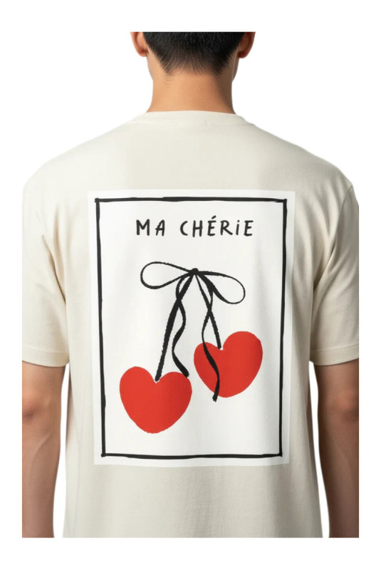 T-shirt Ma chérie manches courtes beige
