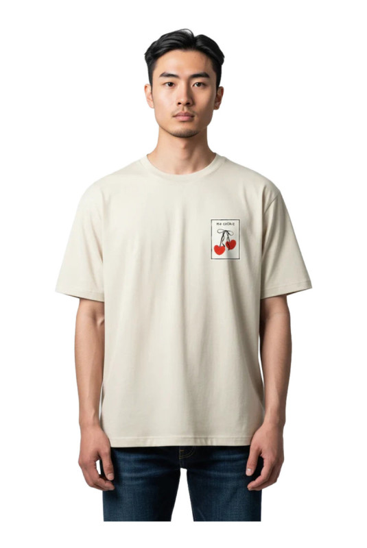 T-shirt Ma chérie manches courtes beige