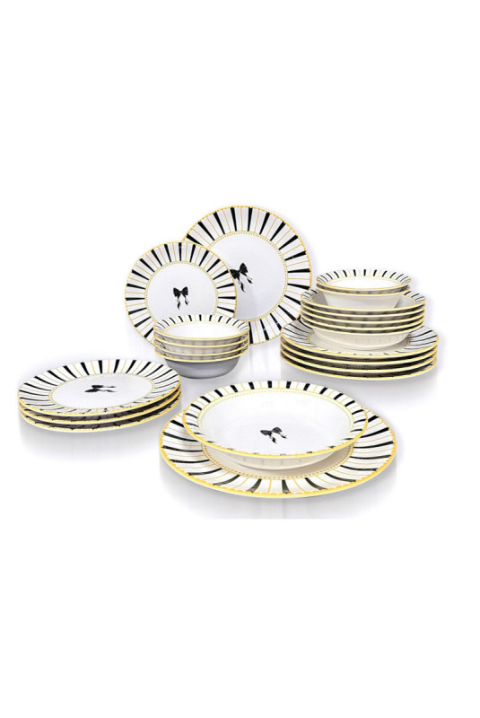 Service de table (24 pièces) -  Blanc Jaune Noir
