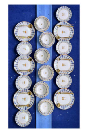 Service de table (24 pièces) - Blanc Bleu Bleu clair