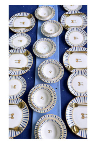 Service de table (24 pièces) - Blanc Bleu Bleu clair