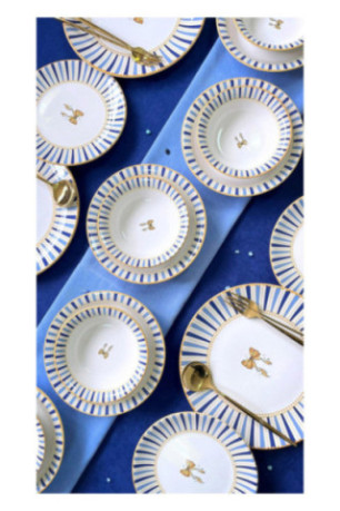 Service de table (24 pièces) - Blanc Bleu Bleu clair
