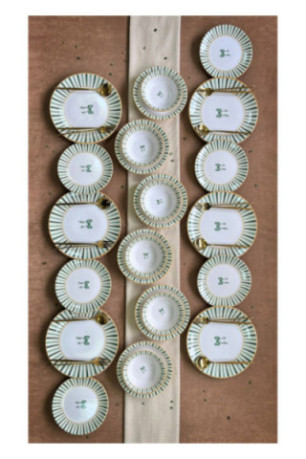 Service de table (24 pièces) - Blanc Jaune Vert clair Vert