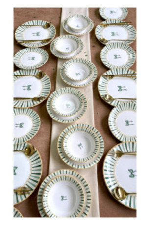 Service de table (24 pièces) - Blanc Jaune Vert clair Vert