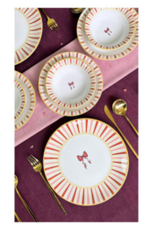 Service de table (24 pièces) -  Blanc Jaune Rouge Rose