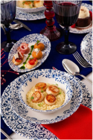 Service de table (18 pièces) - Blanc Bleu