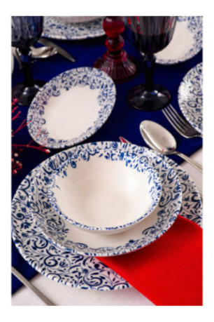 Service de table (18 pièces) - Blanc Bleu